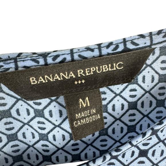 Banana Republic Blue Diamond Short Sleeve Peplum Blouse Medium - Picture 6 of 7
